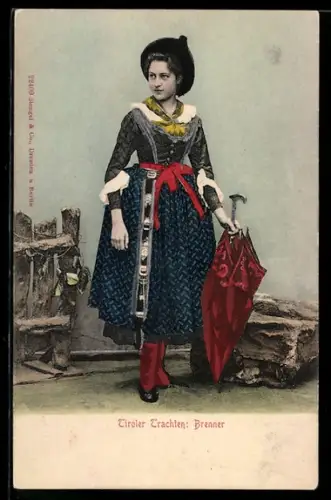 AK Brenner, Frau in Tiroler Tracht
