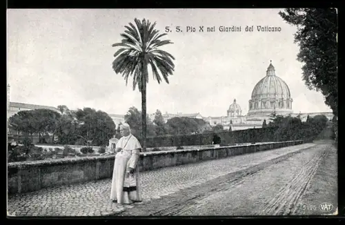 AK Papst Pius X. in den vatikanischen Gäten