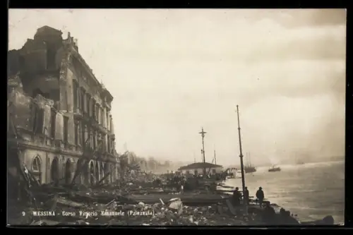 AK Messina, Terremoto, Corso Vittorio Emanuele, Palazzata, Erdbeben