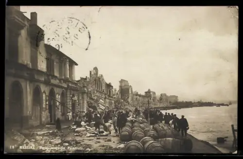 Foto-AK Messina, Uferpromenade nach dem Erdbeben