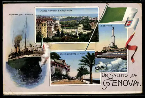 AK Genova, Piazza Corvetto e l`Acquasola, La Lantema, Circonvallazione a Mare