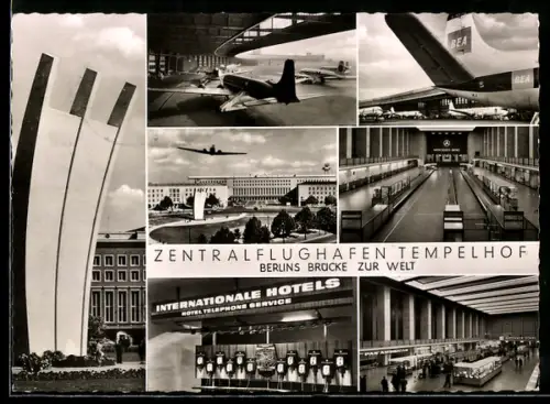 AK Berlin, Sieben Ansichten vom Zentralflughafen Tempelhof