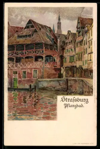 Künstler-AK F. Hoch: Strassburg, Blick auf das Pflanzbad