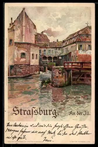 Künstler-AK F. Hoch: Strassburg, An der Ill