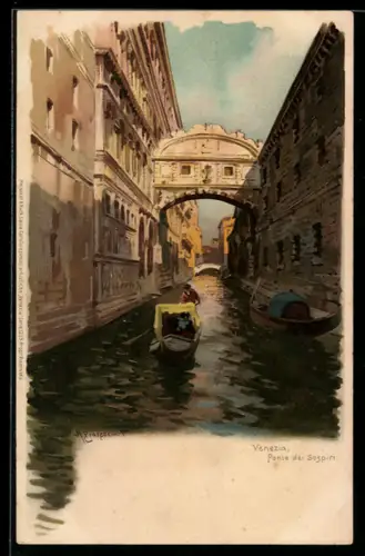 Künstler-AK Meissner & Buch (M&B) Nr. 1259: Venezia / Venedig, Ponte dei Sospiri, Seufzerbrücke