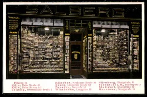 AK Dresden, Geschäft Salberg, Seestrasse 10, Schaufensteransicht