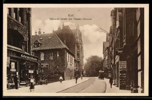 AK Kiel, Dänische Strasse mit Theater-Museum