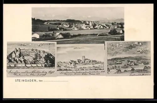 AK Steingaden, Gesamtansicht, historische Ansichten 1690 und 1817