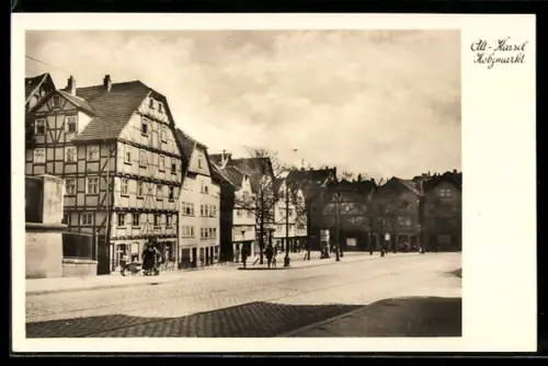 AK Kassel, Holzmarkt, Fachwerkhäuser
