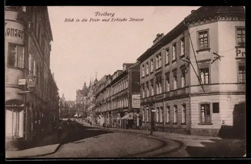 AK Freiberg, Blick in die Post- und Erbische Strasse