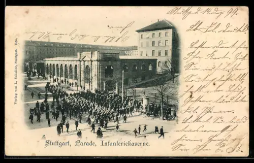 AK Stuttgart, Parade u. Infanteriekaserne aus der Vogelschau