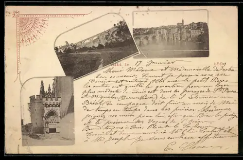 AK Albi, Kathedrale und Viadukt, Mehrbildkarte