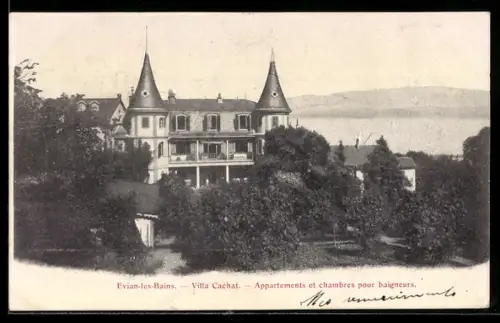 AK Evian-les-Bains, Villa Cachat, Appartements et chambres pour baigneurs