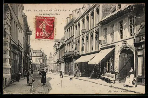 AK Saint-Amand-les-Eaux, La rue d`Orchies