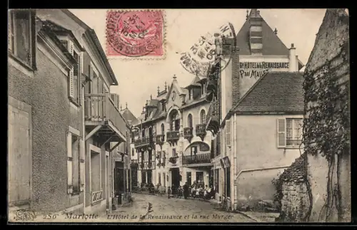 AK Marlotte, LHôtel de la Renaissance et la rue Murger