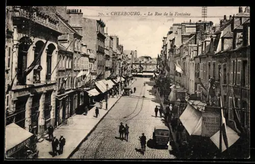 AK Cherbourg, La Rue de la Fontaine