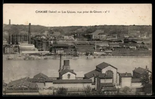 AK Chasse /Isère, Les Usines, vue prise de Givors, n°1