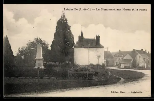 AK Autainville /L.- & C., Le Monument aux Morts et la Poste