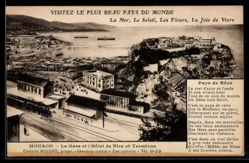 AK Monaco, La Gare et l`Hôtel de Nice et Terminus