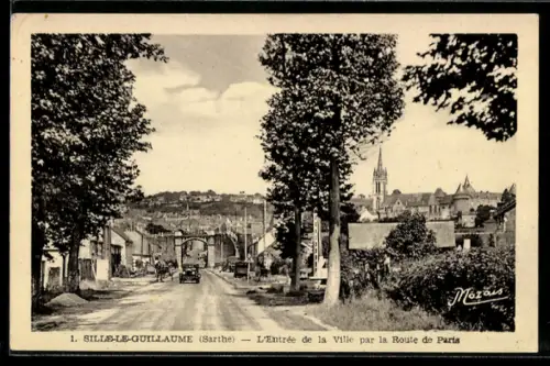 AK Sille-le-Guillaume /Sarthe, L`Entrée de la Ville par la Route de Paris