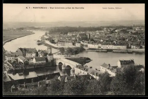 AK Montereau, Vue Générale prise de Surville