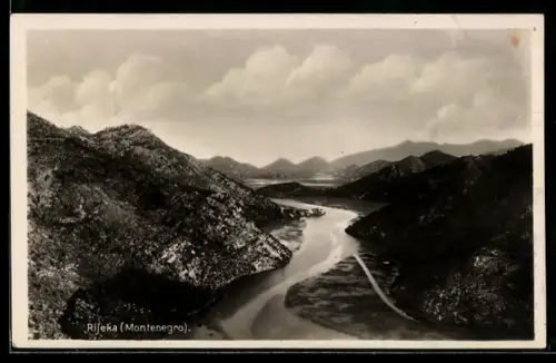 AK Rijeka, Flussmündung und Berglandschaft