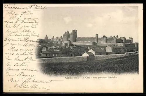 AK Carcassonne, La Cité, Vue générale Nord-Est