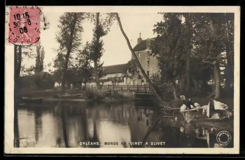 AK Orléans, Bords du Loiret a Olivet