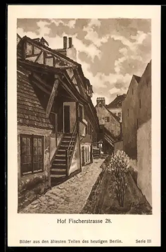 Künstler-AK Berlin, Hof Fischerstrasse 28