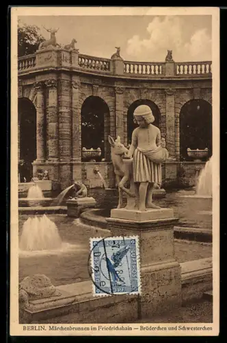 AK Berlin, Märchenbrunnen im Friedrichshain, Brüderchen und Schwesterchen