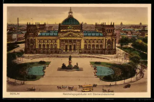 AK Berlin, Reichstagsgebäude, Bismarckdenkmal