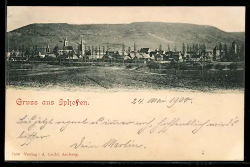 AK Iphofen, Ortsansicht mit Kirche und Stadtpanorama