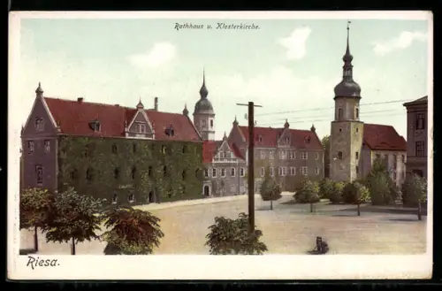AK Riesa, Rathaus, Klosterkirche