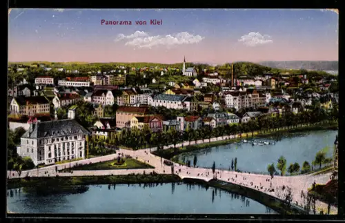 AK Kiel, Panorama der Stadt und Uferpromenade