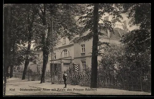 AK Kiel, Düsternbrooker Allee mit Palais des Prinzen Adalbert
