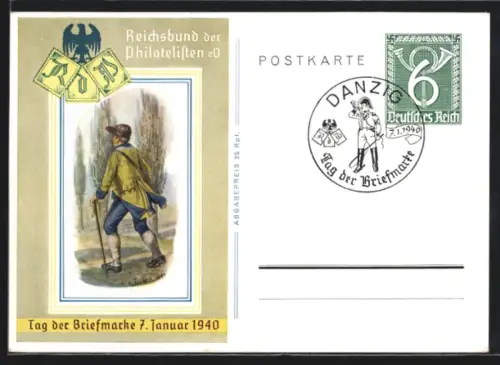 AK Stempel Danzig, Tag der Briefmarke Januar 1940, Reichsbund der Philatelisten