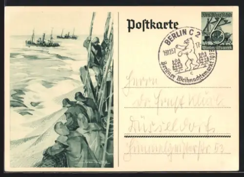 AK Stempel Berlin, Berliner Weihnachtsmarkt 1937, Ganzsache