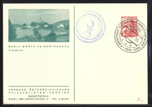 AK Stempel Klagenfurt, Kärntener Volksabstimmungsfeier 1935, Ostmärkische Sturmscharen Landesführung Kärnten