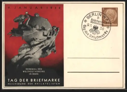 AK Stempel Berlin, Tag der Briefmarke 1938, Ganzsache