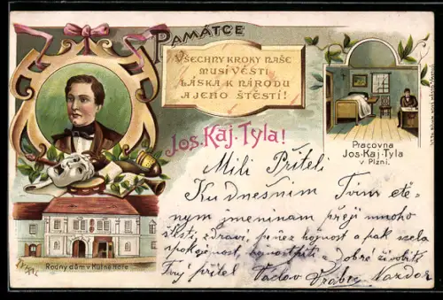 Lithographie Kutna Hora, Jos. Kaj. Tyla, Pracovna Jos. Kaj. Tyla v. Plzni, Rodny dum