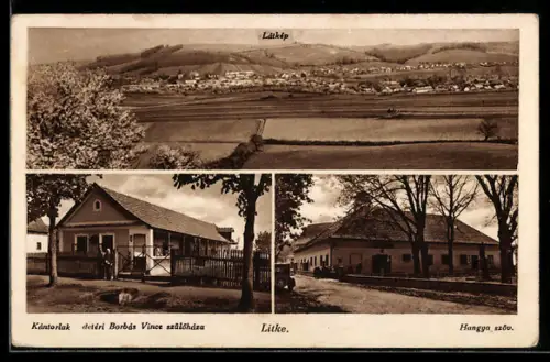 AK Litke, Kántorlak, detéri Borbás Vince szülöháza, Látkép, Hangya szöv