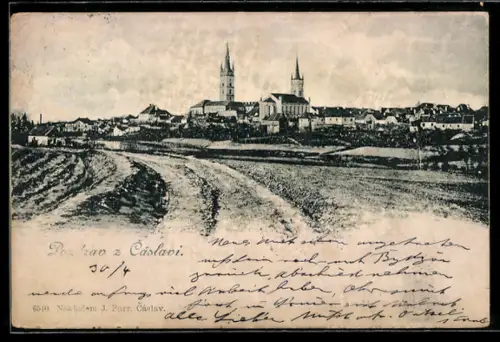 AK Cáslav, Gesamtansicht mit Kirchen