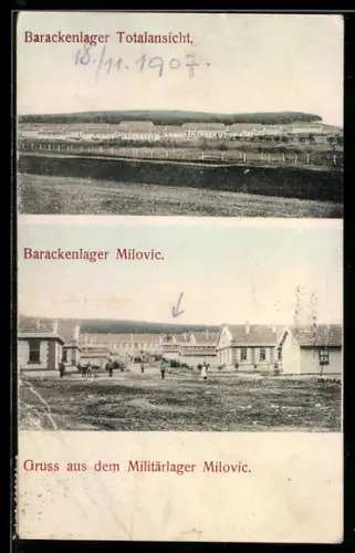 AK Milovice, Militärlager, Barackenlager