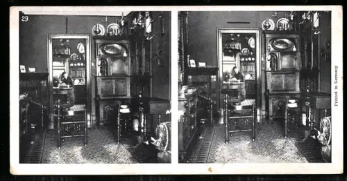 Stereo-Fotografie Antiquitätenhändler sitzt an einem Schreibtisch
