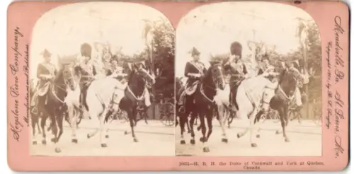 Stereo-Fotografie König Georg V. zu Pferde mit Entourage