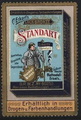 Reklamemarke C. Eckart, Eckart`s Standart Lackbronze, Vergoldungsmittel, Frau mit Schild