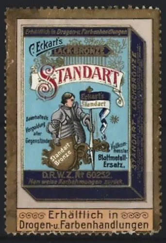Reklamemarke C. Eckart, Vergoldungsmittel Eckart`s Standart, Ritter mit Lanze