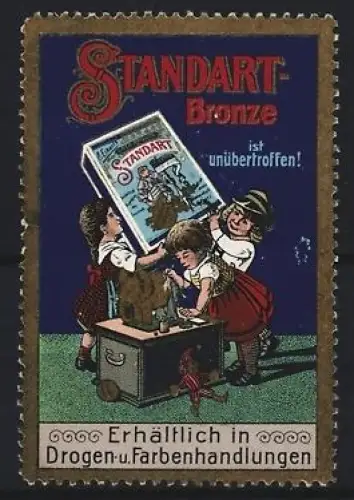 Reklamemarke C. Eckart, Standart-Bronze, Vergoldungsmittel, Kinder mit grosser Schachtel
