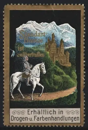 Reklamemarke Standart-Bronze, Vergoldungsmittel, Ritter vor einem Schloss