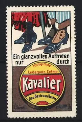 Reklamemarke Kavalier, Lederputz-Crême, Schuhe und Stiefel